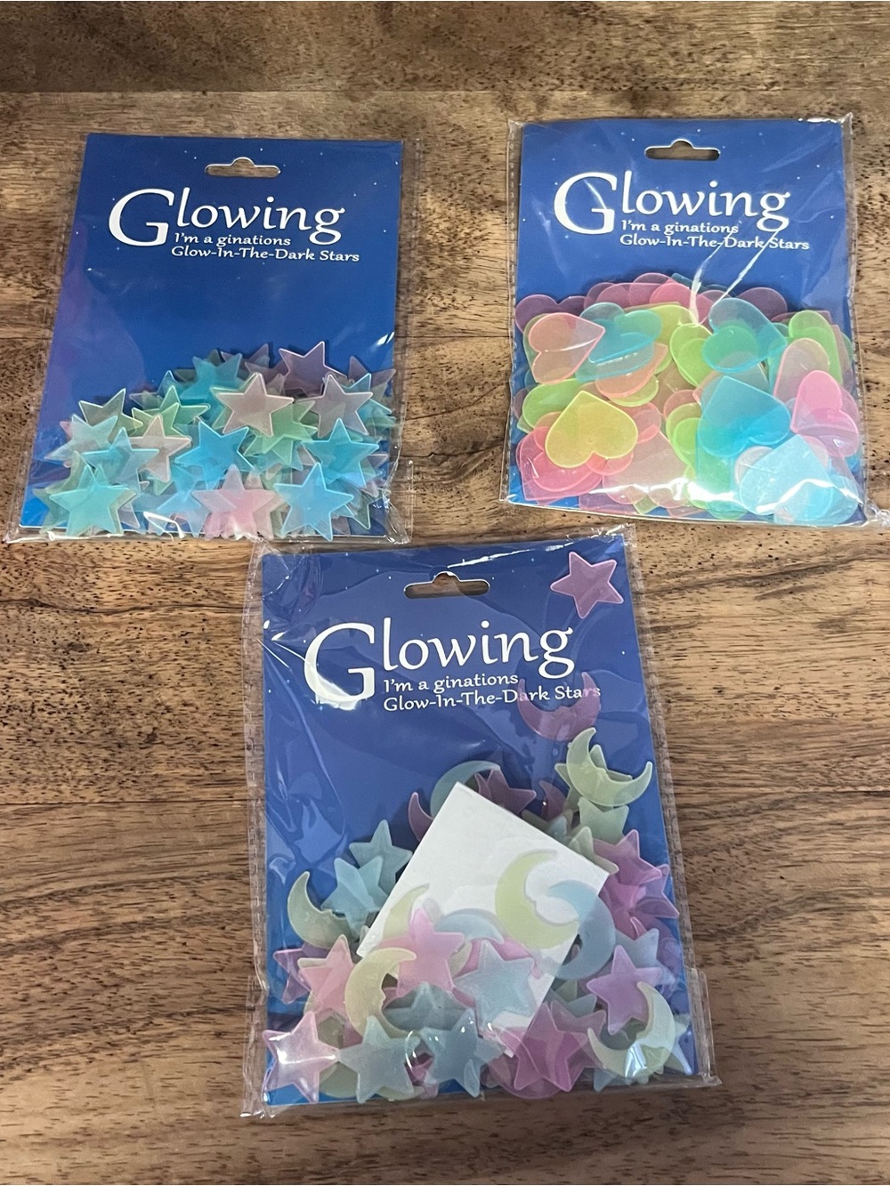 Glow-In-The-Dark Stars & Shapes - 3 Packs Craft Stickers Art